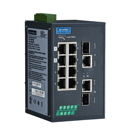 8 Fast Ethernet + 2 Gigabit Individual Managed Switch with PROFINET
